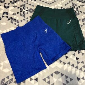 Gymshark Women's Athletic Shorts in Blue and Green